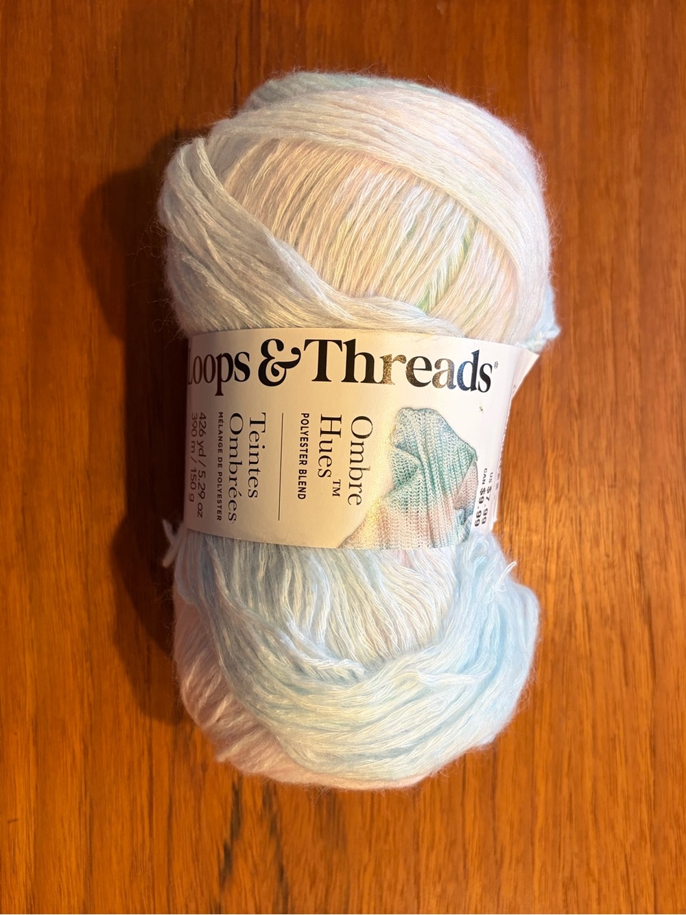 Loops & Threads Ombre Hues Yarn - Pastels in Blush, Sky Blue and Mint - 1 skein